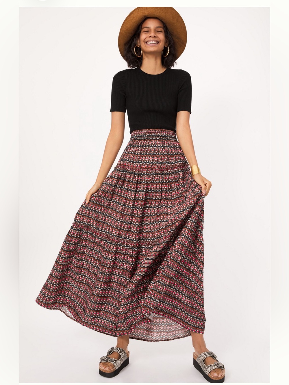 Anthropologie Farya Tiered Maxi Skirt